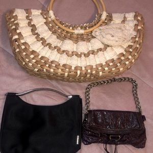 Three various sized handbags- Guess & Rampage brand